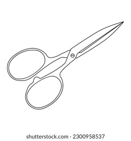 ilustración vectorial de línea de tijeras, aislado en fondo blanco, vista superior