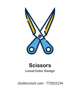 Scissors Lineal Color Vector Illustrations