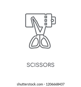 Scissors linear icon. Scissors concept stroke symbol design. Thin graphic elements vector illustration, outline pattern on a white background, eps 10.