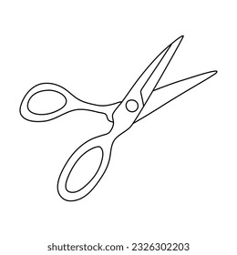 Scissors linear vector icon in doodle style, hand drawn