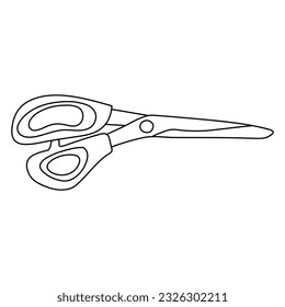 Scissors linear vector icon in doodle style, hand drawn