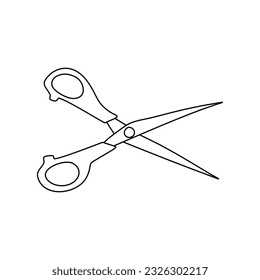 Scissors linear vector icon in doodle style, hand drawn