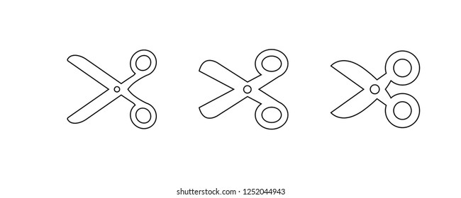 Scissors linear vector icon set
