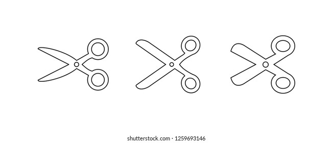 Scissors linear vector icon set
