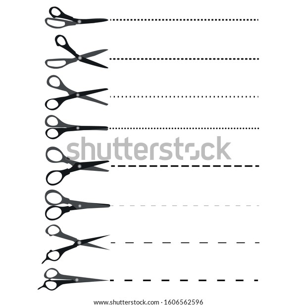 Scissors Lines Scissors Dotted Line Vector Stock Vector (Royalty Free ...