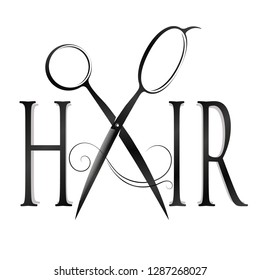 Scissors and lock of hair design for hair stylist