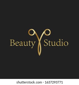 Scissors logo beauty salon studio haircut luxury sign