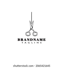 tijeras logo icono de caricatura plantilla linda ilustración de vector aislado negro moderno