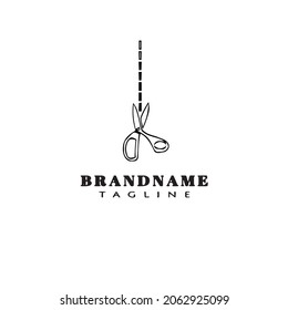 scissors logo cartoon icon design template black modern cute vector illustration