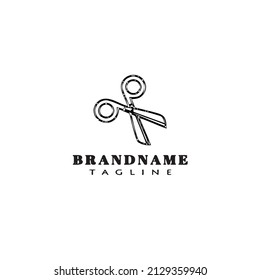 Schere Logo-Cartoon-Symbol-Design-Vorlage schwarz, moderne einzelne Vektorgrafik