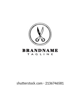 tijeras logo icono de dibujos animados plantilla de diseño negro vector aislado moderno