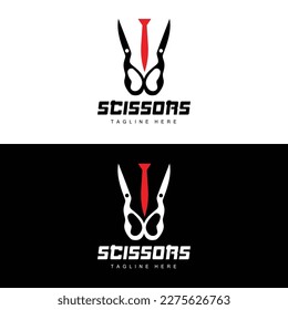 Scissors Logo, Cutting Tools Vector, Barbershop Razor Scissors Simple Design, Illustration Template Icon
