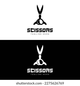 Scissors Logo, Cutting Tools Vector, Barbershop Razor Scissors Simple Design, Illustration Template Icon