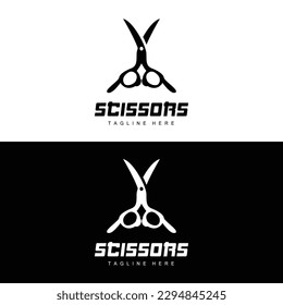 Scissors Logo, Cutting Tools Vector, Barbershop Razor Scissors Simple Design, Illustration Template Icon