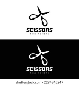 Scissors Logo, Cutting Tools Vector, Barbershop Razor Scissors Simple Design, Illustration Template Icon