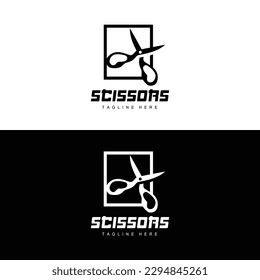 Scissors Logo, Cutting Tools Vector, Barbershop Razor Scissors Simple Design, Illustration Template Icon