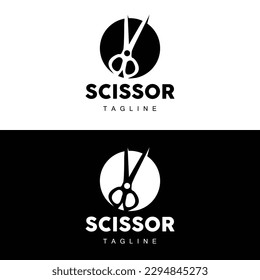 Scissors Logo, Cutting Tools Vector, Barbershop Razor Scissors Simple Design, Illustration Template Icon