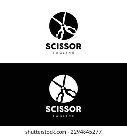 Scissors Logo, Cutting Tools Vector, Barbershop Razor Scissors Simple Design, Illustration Template Icon
