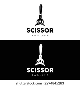 Scissors Logo, Cutting Tools Vector, Barbershop Razor Scissors Simple Design, Illustration Template Icon