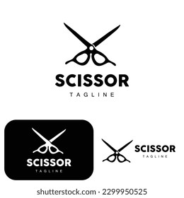 Scissors Logo, Cutting Tools Vector, Barbershop Razor Scissors Simple Design, Illustration Template Icon