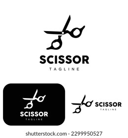 Logo de tijeras, vector de herramientas de corte, tijeras de barbershop, diseño simple, icono de plantilla de ilustración