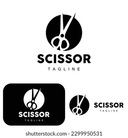 Scissors Logo, Cutting Tools Vector, Barbershop Razor Scissors Simple Design, Illustration Template Icon