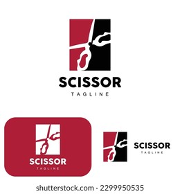 Scissors Logo, Cutting Tools Vector, Barbershop Razor Scissors Simple Design, Illustration Template Icon