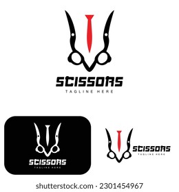 Scissors Logo, Cutting Tools Vector, Barbershop Razor Scissors Simple Design, Illustration Template Icon