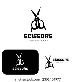 Scissors Logo, Cutting Tools Vector, Barbershop Razor Scissors Simple Design, Illustration Template Icon