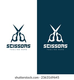 Scissors Logo, Cutting Tools Vector, Barbershop Razor Scissors Simple Design, Illustration Template Icon