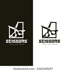 Scissors Logo, Cutting Tools Vector, Barbershop Razor Scissors Simple Design, Illustration Template Icon