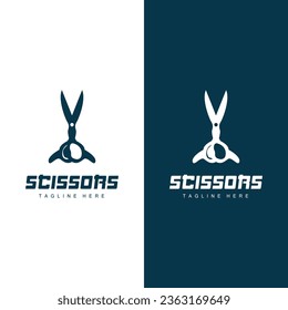 Scissors Logo, Cutting Tools Vector, Barbershop Razor Scissors Simple Design, Illustration Template Icon