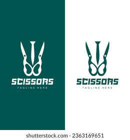 Scissors Logo, Cutting Tools Vector, Barbershop Razor Scissors Simple Design, Illustration Template Icon