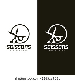 Scissors Logo, Cutting Tools Vector, Barbershop Razor Scissors Simple Design, Illustration Template Icon