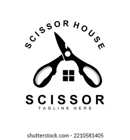 Scissors Logo Design, Barbershop Shaver Vector, Babershop Scissors Brand Illustration