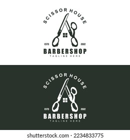 Scissors Logo Design, Barbershop Shaver Vector, Babershop Scissors Brand Illustration