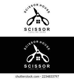 Scissors Logo Design, Barbershop Shaver Vector, Babershop Scissors Brand Illustration