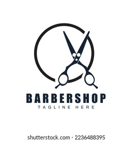 Scheren Logo-Design, Barbershop Shaver Vector, Babershop-Scheren-Markenillustration