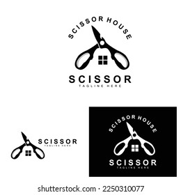 Scissors Logo Design, Barbershop Shaver Vector, Babershop Scissors Brand Illustration
