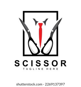 Scissors Logo Design, Barbershop Shaver Vector, Babershop Scissors Brand Illustration