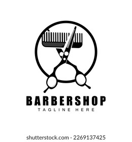 Scissors Logo Design, Barbershop Shaver Vector, Babershop Scissors Brand Illustration