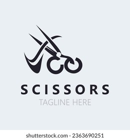 Plantilla de icono de diseño del logotipo de tijeras. Diseño moderno y sencillo. herramientas de peluquería y barbería. Ilustración vectorial