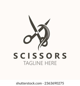 Scissors Logo Design Icon Template. Modern simple design. barbers tools and barbershop. Vector Illustration