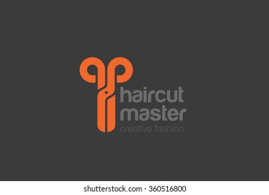 Scissors Logo design vector template icon.
Hairdresser Beauty salon Logotype concept.