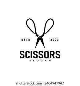 Scheren Logo Design Vintage alten einfachen Barberschneidwerkzeug Schwarze Silhouette Illustration