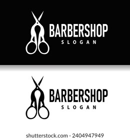 Scissors logo design vintage old simple barber cutting tool black silhouette illustration