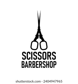 Scissors logo design vintage old simple barber cutting tool black silhouette illustration