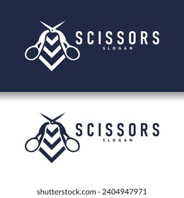 Scissors logo design vintage old simple barber cutting tool black silhouette illustration