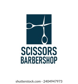 Scheren Logo Design Vintage alten einfachen Barberschneidwerkzeug Schwarze Silhouette Illustration