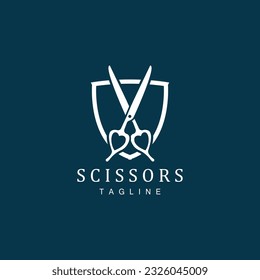 Scissors Logo, Shaver Vector, Simple Barber Shop Design, Icon, Background, Symbol, Template